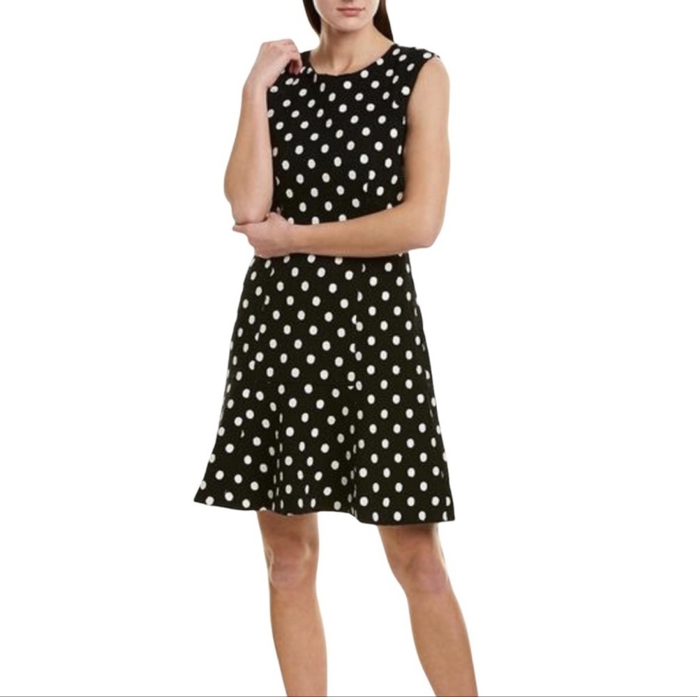 J.Crew Polka Dot Black and White Tweed Dress Size 14 NWT